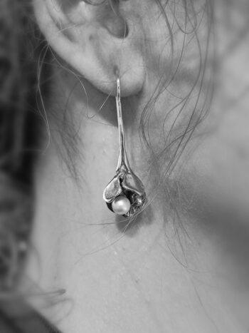 Обеци от сребро с речна перла 1069E