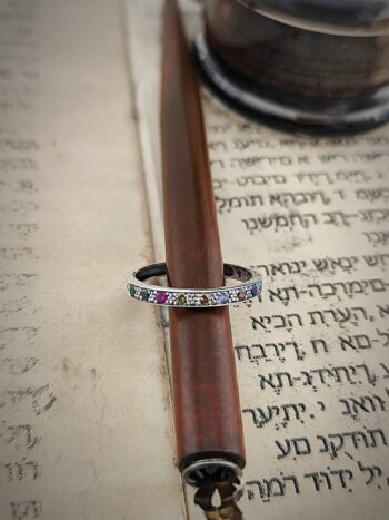 Kabbalah сребърна халка с камъни Hoshen