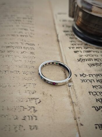 Kabbalah сребърна халка с камъни Hoshen