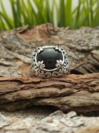 Дамски сребърен пръстен с оникс 1257RO