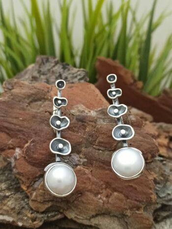 Сребърни обеци с речни перли 1356EP