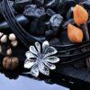 Масивен дамски сребърен медальон във формата на цвете висулка от сребро 696M Студио Николас