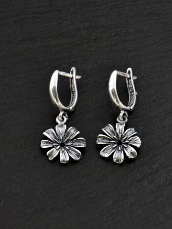 Дамски сребърни обеци с цветя 1170EA