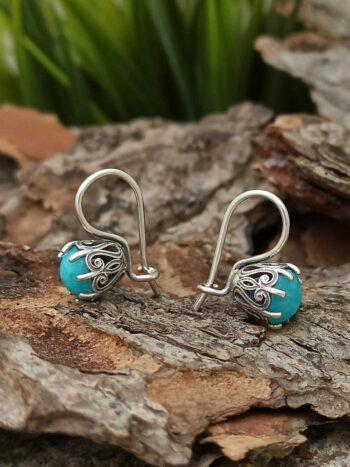 Дамски сребърни обеци със син ахат