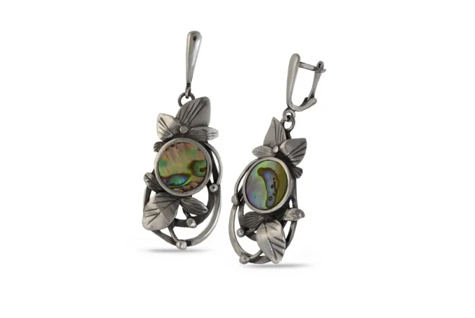 Сребърни обеци с кралски седеф 947E - Image 4