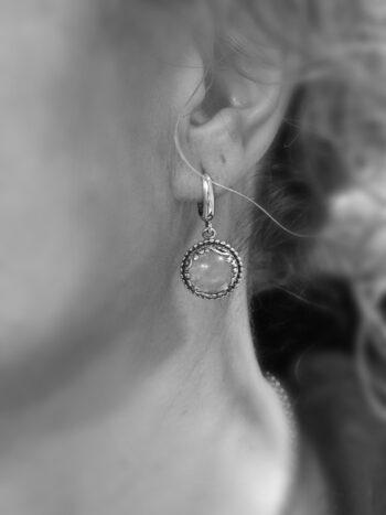 Сребърни обеци с планински кристал 1248EK