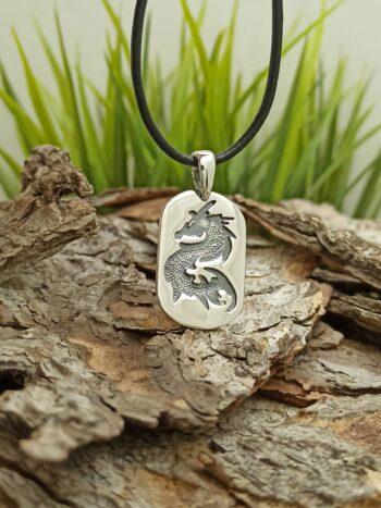 Сребърен медальон китайски дракон 379M