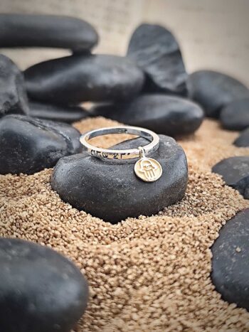 Пръстен-амулет от сребро и злато ХАМСА