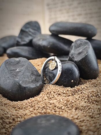 Пръстен-амулет от сребро и злато ХАМСА