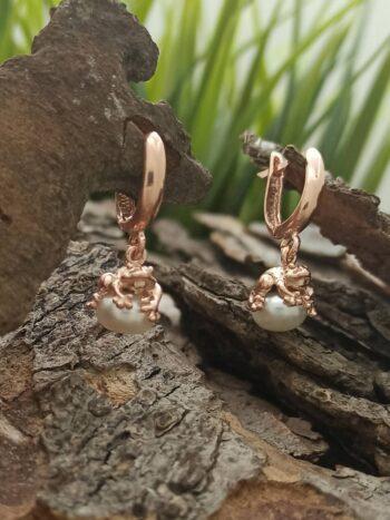 Rosegold сребърни обеци 