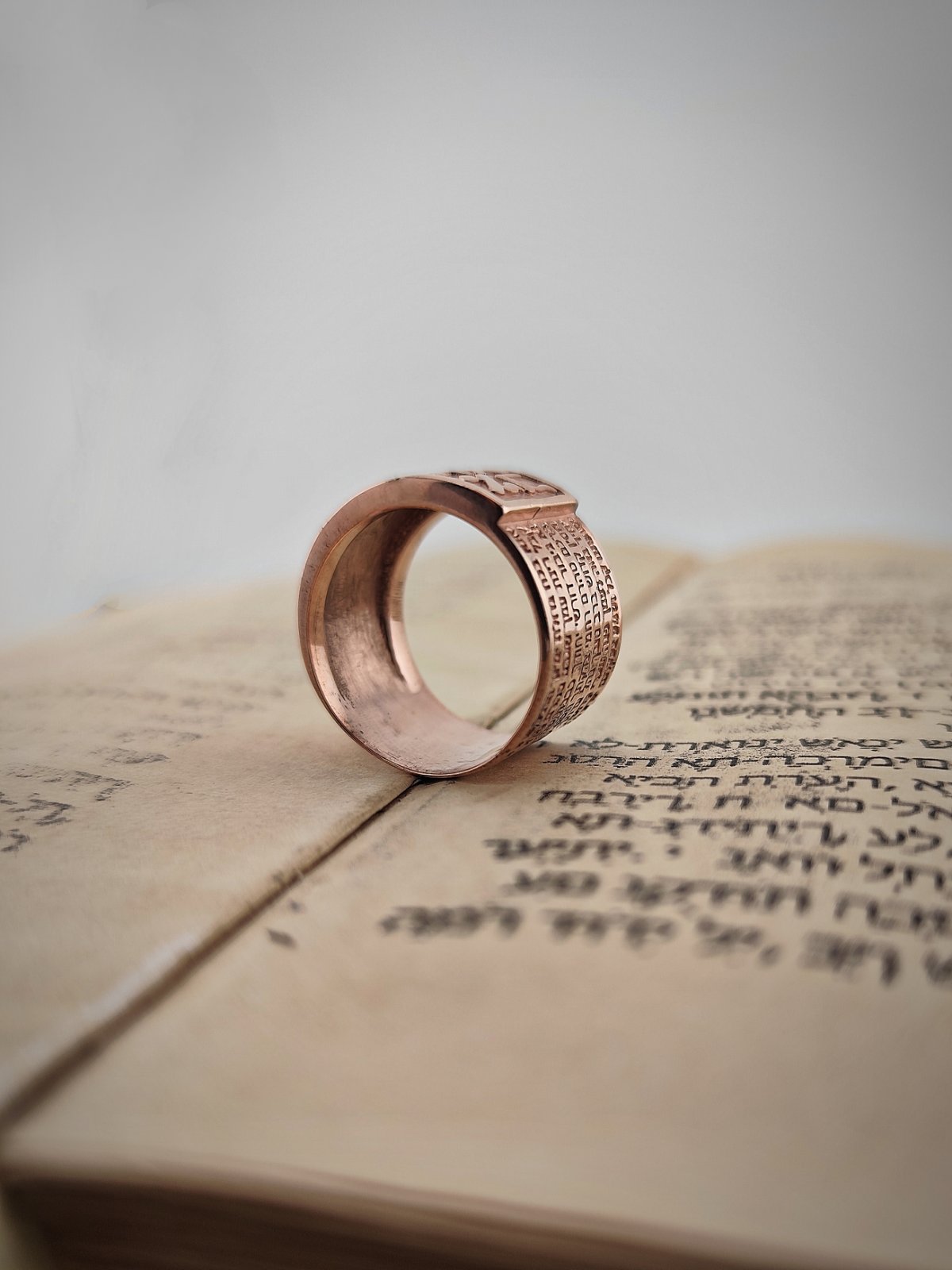 Rosegold сребърен пръстен с кабала молитва