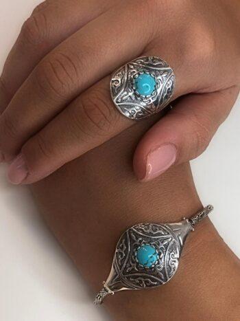 Сребърна гривна с тюркоаз 1198B