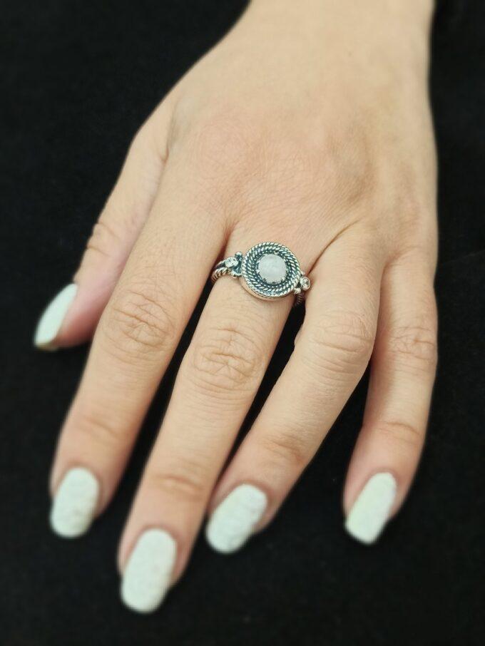 Дамски сребърен пръстен с розов кварц 1264R