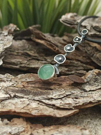 Сребърен медальон с авантюрин 1355M