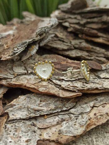 Обеци сребърно сърце с обков