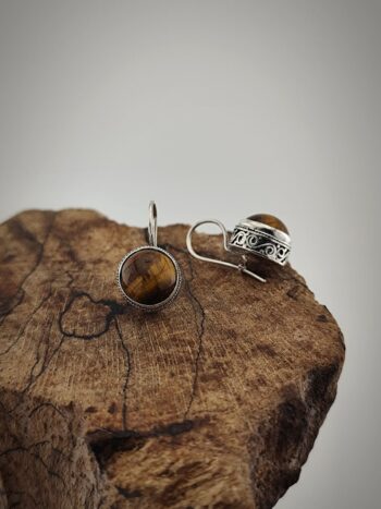 Обеци с естествен камък „Окото на Тигъра“