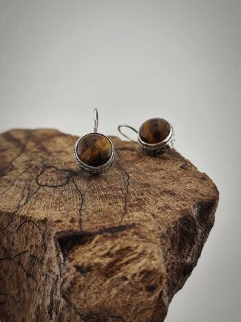 Обеци с естествен камък „Окото на Тигъра“