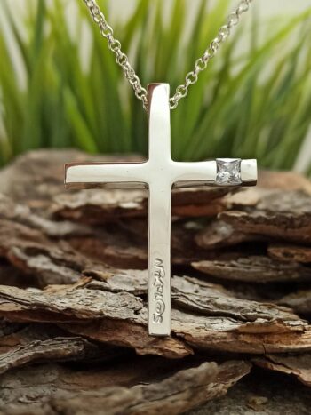 Сребърен кръст с цирконий 193M Nikol@s
