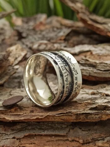 Двоен пръстен от сребро с глухарчета