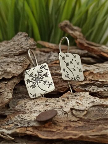 Сребърни обеци с нежни глухарчета