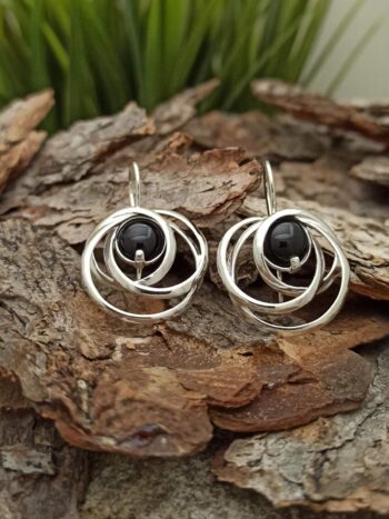 Сребърни обеци с естествен камък 1670E