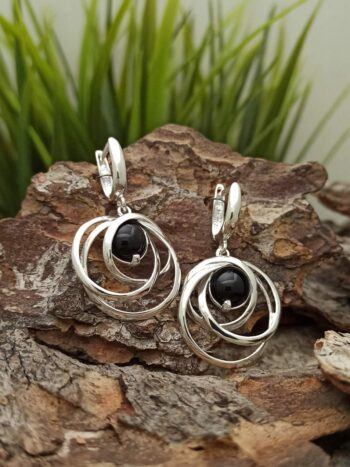 Сребърни обеци с естествен камък 1670E