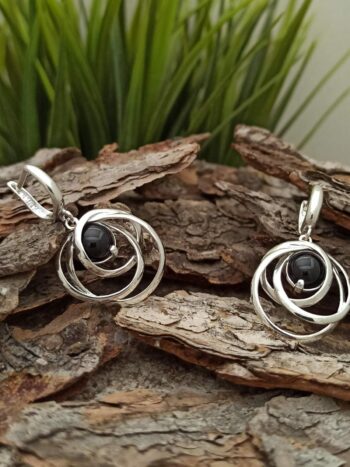 Сребърни обеци с естествен камък 1670E