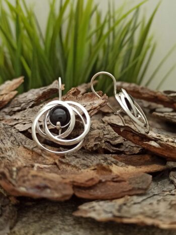 Сребърни обеци с естествен камък 1670E