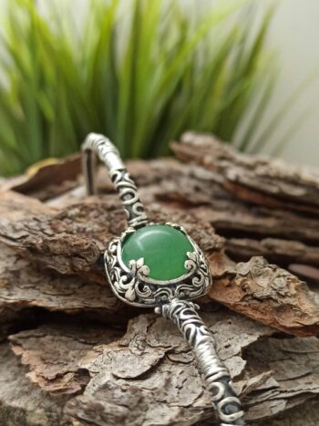 Сребърна гривна с авантюрин 1258B