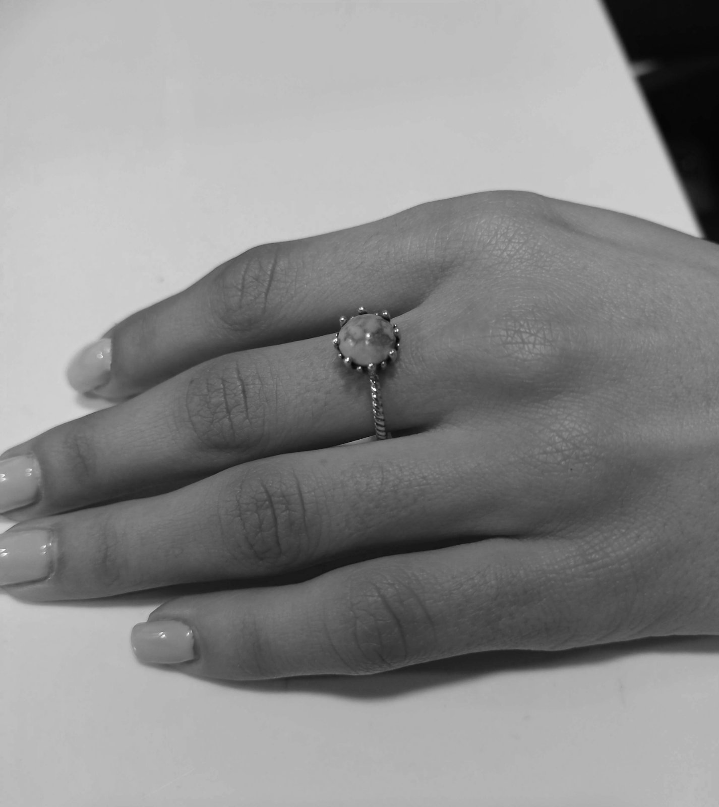 нежен дамски сребърен пръстен с тюркоаз - "Тюркоазна Хармония"