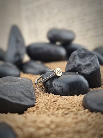 Кабала пръстен Aleph Lamed Dalet от сребро и злато