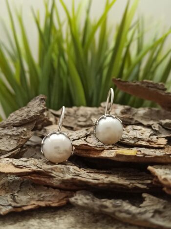 Сребърни обеци с перла 