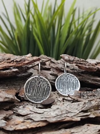 Дамски сребърни обеци „Гората“