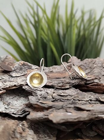 Сребърни обеци с позлата 