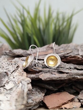 Сребърни обеци с позлата 