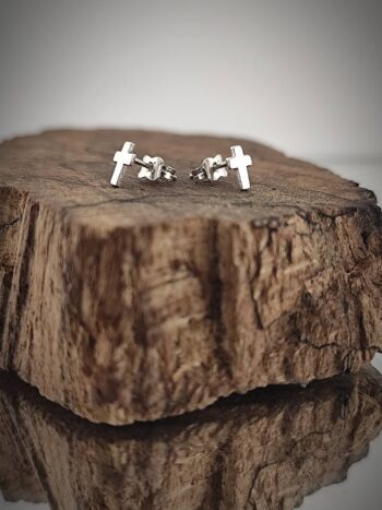 Сребърни обеци „Малки кръстчета“