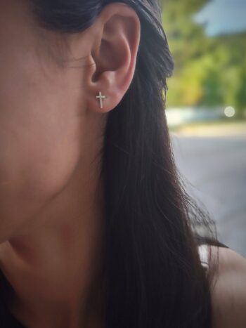 Сребърни обеци „Тънки кръстчета“