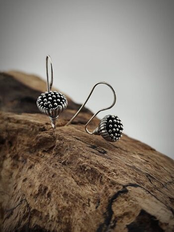 Дамски сребърни обеци „Мак“ – кукичка