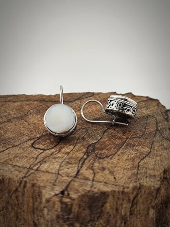 Дамски сребърни обеци „Седефена магия“ бял седеф