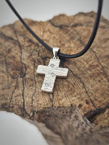 сребърен медальон кръст Рустик