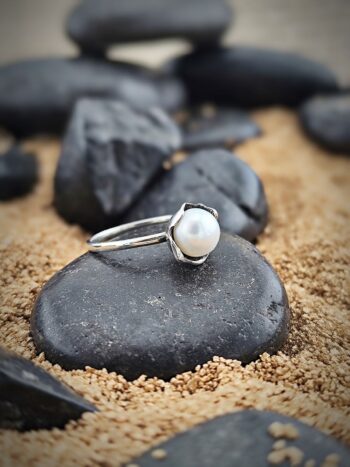 Kabalah* сребърен пръстен с перла