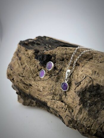 сребърен комплект с естествен камък